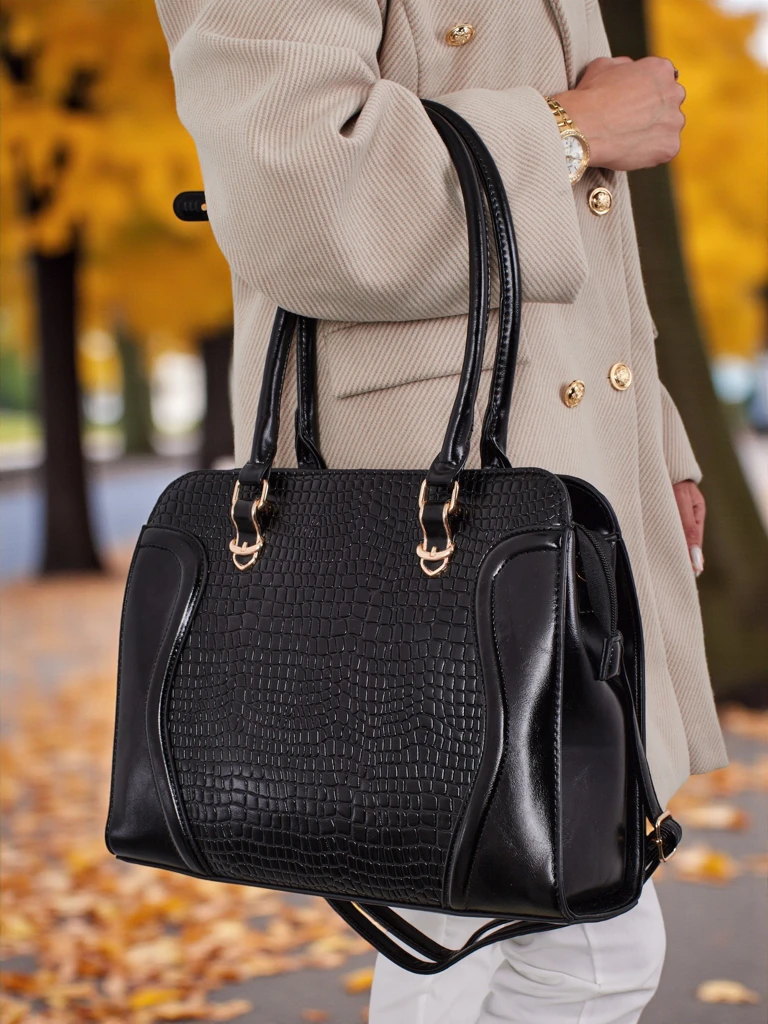 Sac à main shopper en cuir écologique gaufré Iron Lace