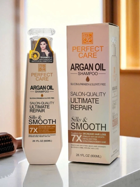 Argento Arganio Silky & Smooth Shampoing à la Kératine et Vitamines E+B5 (800ml)
