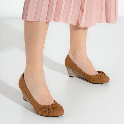 Escarpins compensés camel femme Nicolas - Chaussures