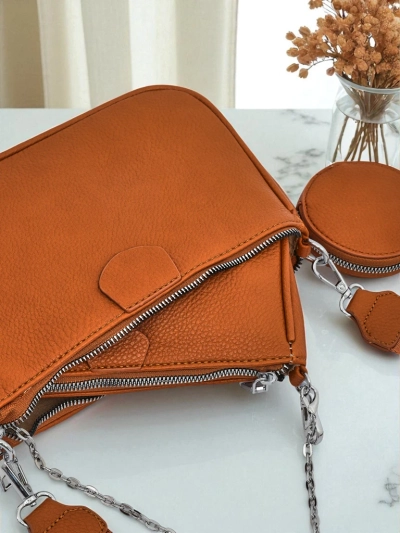 Sac à main pour femmes Calista camel cuir écologique ensemble tendance 3en1