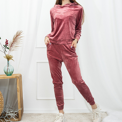 Ensemble survêtement femme en velours rose foncé - Vêtements