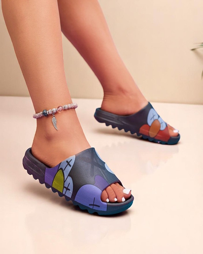 Chaussons pour femmes en caoutchouc noir avec imprimé Pfizz - Footwear