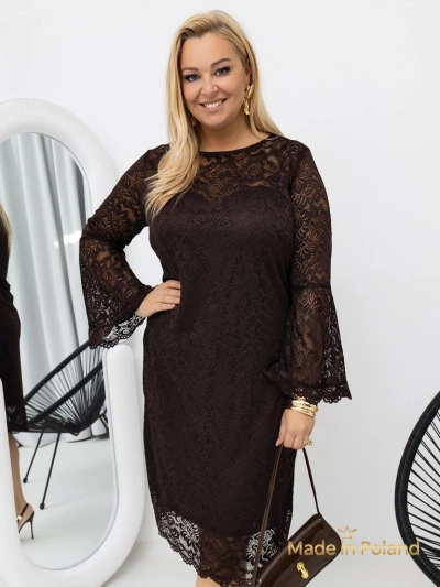 Robe midi en dentelle pour femmes à manches larges Kiss Star