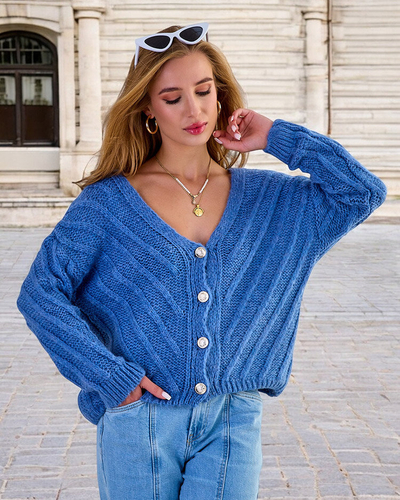 Royalfashion Pull tricoté pour femme avec boutons