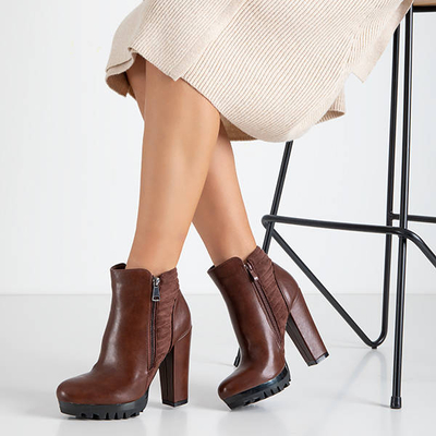 Bottines femme Santiago marron avec fermeture éclair décorative - Footwear