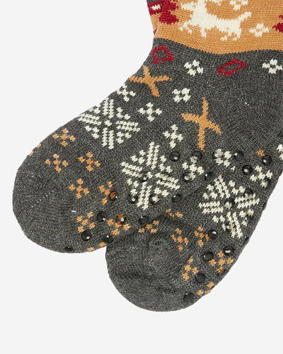 Chaussettes femme grises motif Noël - Sous-vêtement