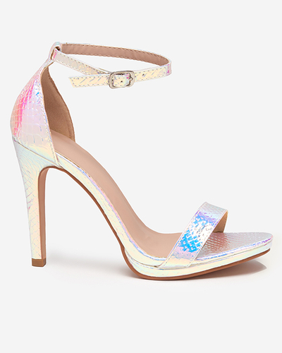 OUTLET Sandales holographiques argentées pour femme sur talon aiguille Fasiro - Footwear