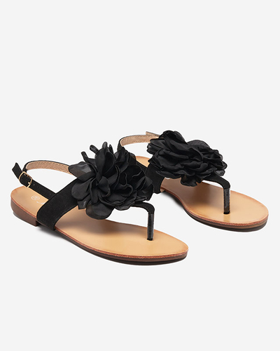 Sandales noires pour femme avec une fleur Nerikala - Footwear
