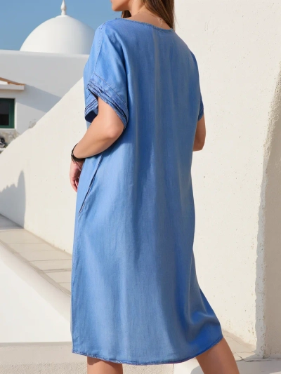 Royalfashion Simple tunique pour femmes ressemblant à une robe en jean