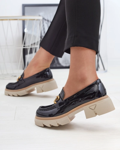 Mocassins noirs laqués pour femme avec cristaux Inriw - Footwear