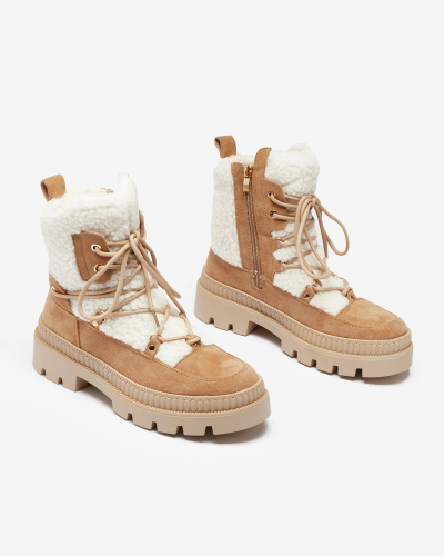 Royalfashion Bottes de trappeur en peau de mouton beige Getatsa