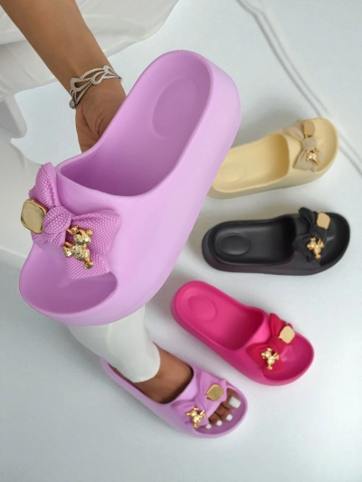 Royalfashion Tongs en caoutchouc pour femme avec nœud décoratif Alday