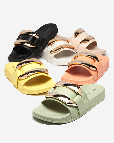 Chaussons femme vert ornement Serina doré - Footwear