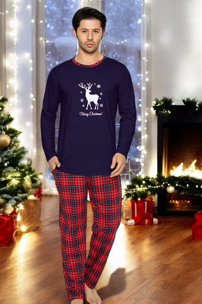 Pyjama de Noël bleu marine pour hommes - Vêtements