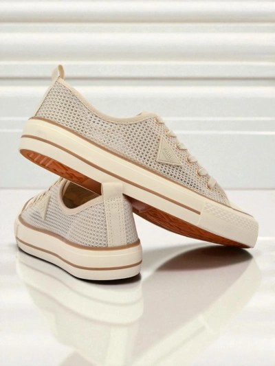 Aurelia Beige - baskets en tissu pour femmes sur semelle plate de 3 cm