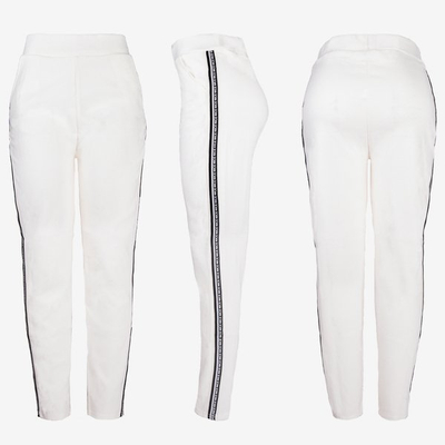 Pantalon de survêtement femme blanc à rayures - Pantalon 1