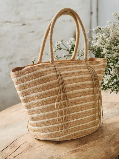 Royalfashion Grand sac à main en paille pour femmes