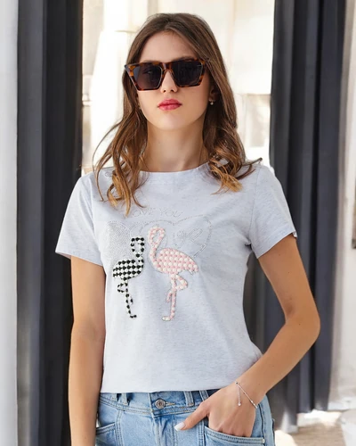 Royalfashion T-shirt en coton pour femmes Flaming Love