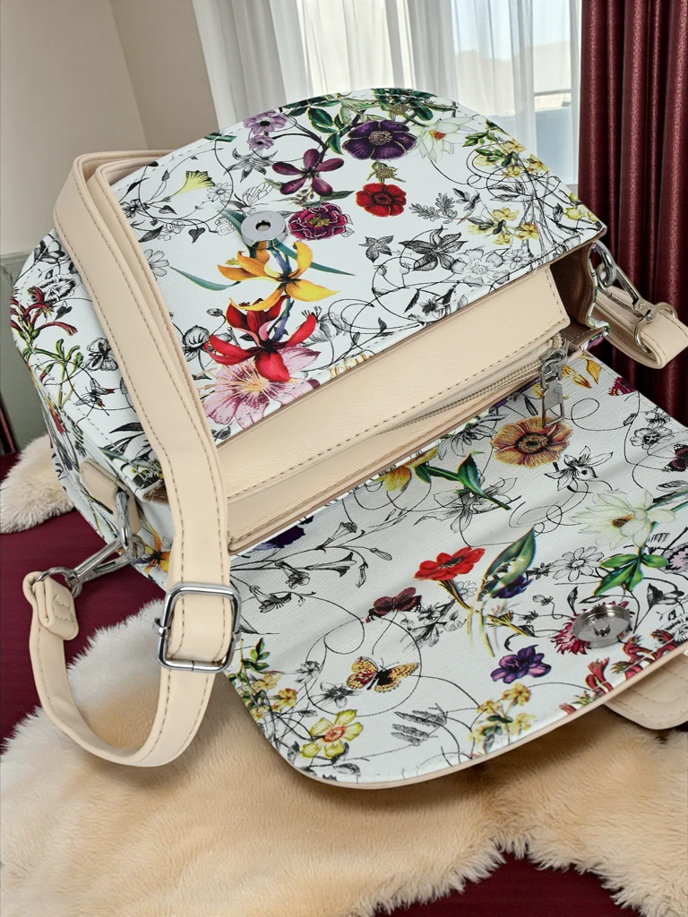 Royalfashion Petit sac à main pour femme en cuir écologique à fleurs Ori Elle