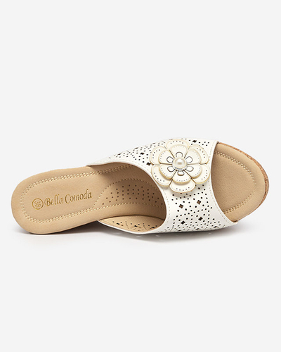 OUTLET Chaussons compensés femme beige Dombas- Footwear