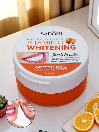 Poudre blanchissante pour dents Sadoer éliminant les taches de café, de thé et de tabac avec Vit C