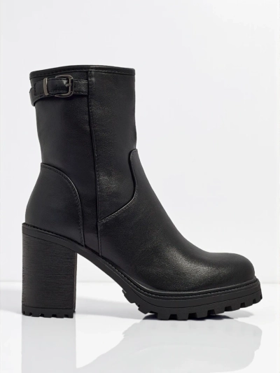 Bottines femme en cuir écologique à talons épais Sylvarra