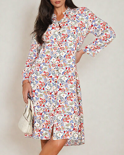 Royalfashion Robe midi à motifs pour femme