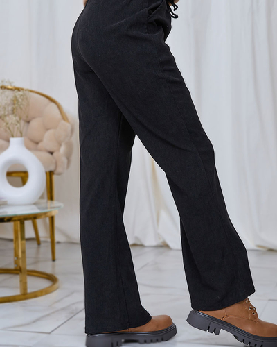 Royalfashion Pantalon en velours côtelé noir pour femme