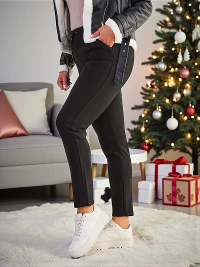 Pantalon pour Femmes Luna Noir en Tissu Décontracté pour Tous les Jours