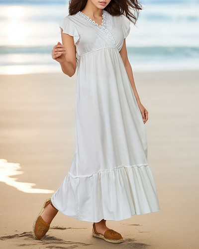 Royalfashion Robe longue pour femme avec dentelle