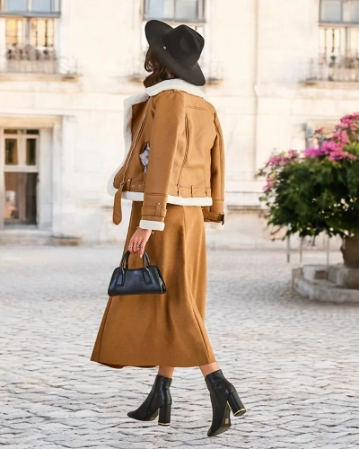 Jupe midi pour femmes Royalfashion en suédine