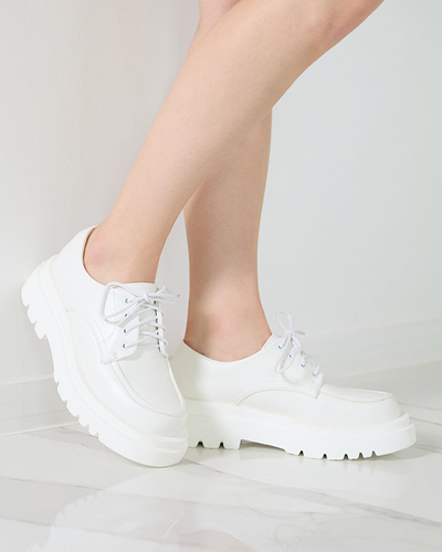 Chaussures basses femme en éco-cuir blanc avec laçage Gerin - Footwear