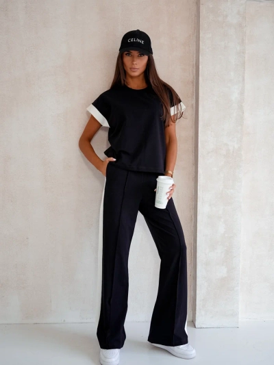 Ensemble en coton pour femmes Royalfashion avec manches courtes et pantalons larges