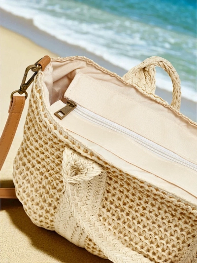 Royalfashion Grand sac en paille pour femme Bella Paglia