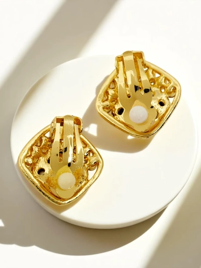 Boucles d'oreilles à clip Royalfashion pour femme avec cristal et zirconium