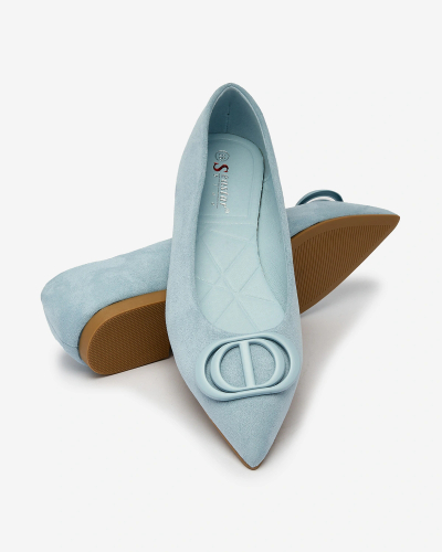 Royalfashion Ballerines bleues à bout pointu pour femme avec embellissement sur le nez Tidita