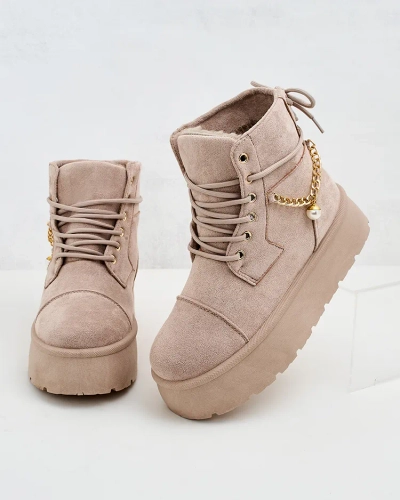 Royalfashion Bottes Woruces à lacets pour femmes