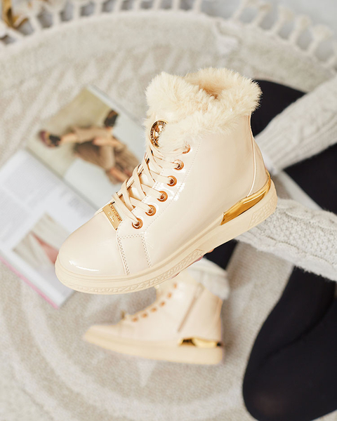 Royalfashion Bottes isolées Sylnina laquées beige pour femme