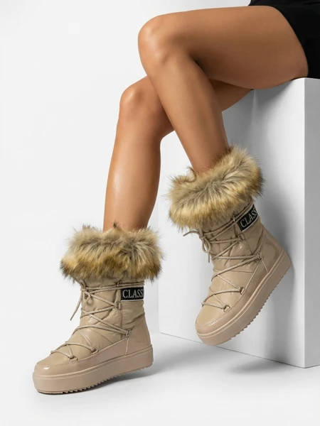 Royalfashion Bottes à enfiler marron clair bottes de neige a'la pour femmes Gomllo