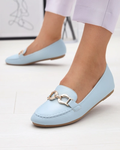 Mocassins pour femme en éco-cuir bleu avec embellissement Wiwet-Footwear