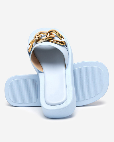 Chaussons femme bleus avec chaîne dorée Reteris - Chaussures
