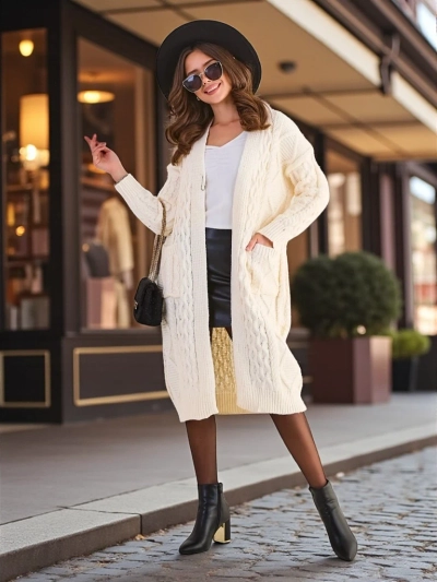 Royalfashion Pull style poncho pour femme en tricot