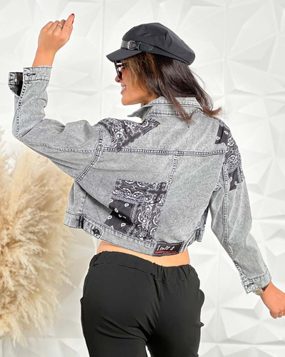 Royalfashion Veste en jean imprimée pour femme