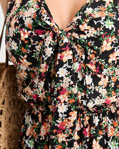 Robe maxi fleurie noire à bretelles - Vêtements