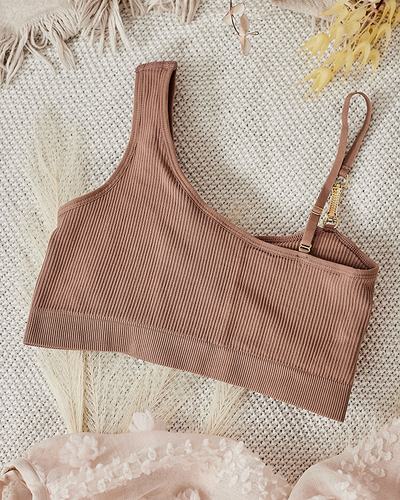 Royalfashion Soutien-gorge côtelé pour femme avec bretelle décorative