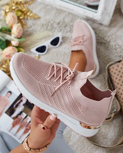 Royalfashion Chaussures de sport en tissu pour femmes Amgent