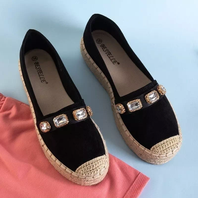 Espadrilles noires pour femmes avec cristaux Fenenna - Chaussures