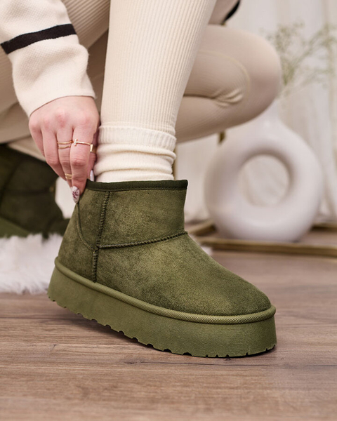 Royalfashion Bottes de neige à plateforme pour femmes vertes Ersinella