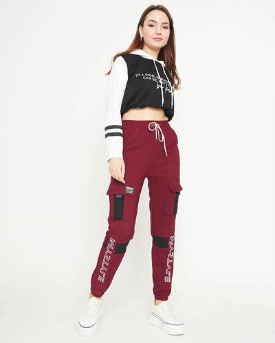 Pantalon cargo femme marron avec inscriptions - Vêtements