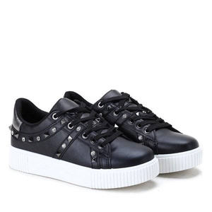 OUTLET Baskets noires avec clous et zircone cubique Caterine - Chaussures